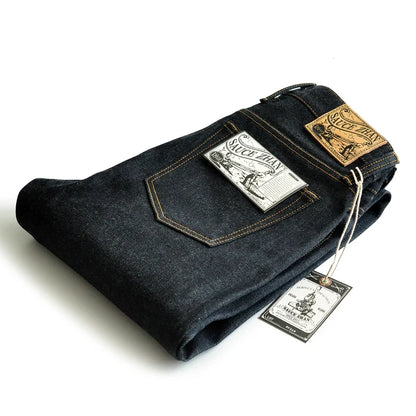 Men Jeans Denim Jeans for Men Taper Fit Selvedge Denim Raw Jeans Blue Jeans Thick 18 OZ Vintage