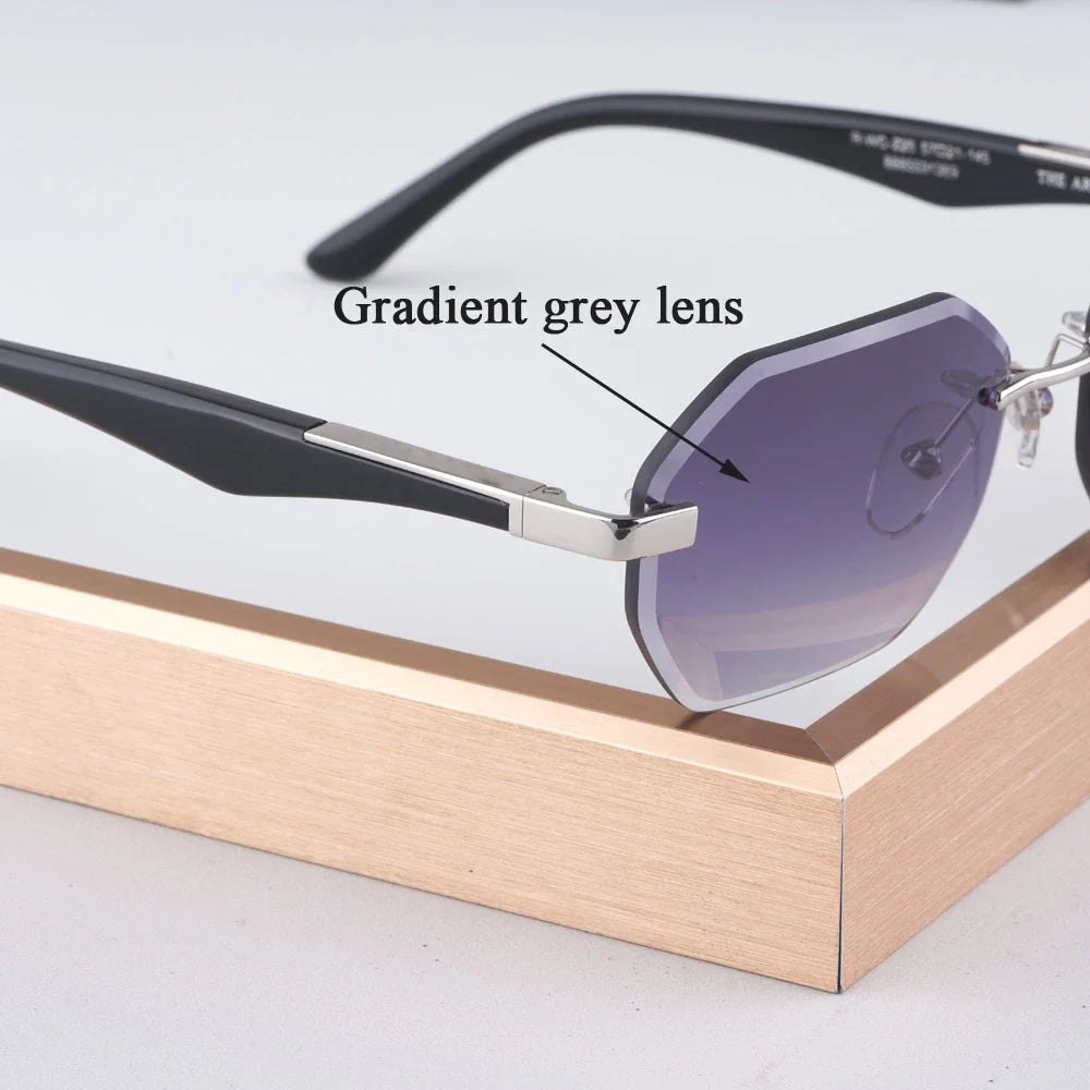 Rimless Polygon Luxury Sunglasses Acetate Alloy Gold Brand Irregular Square Original Classical Retro UV400 Gafas Hot