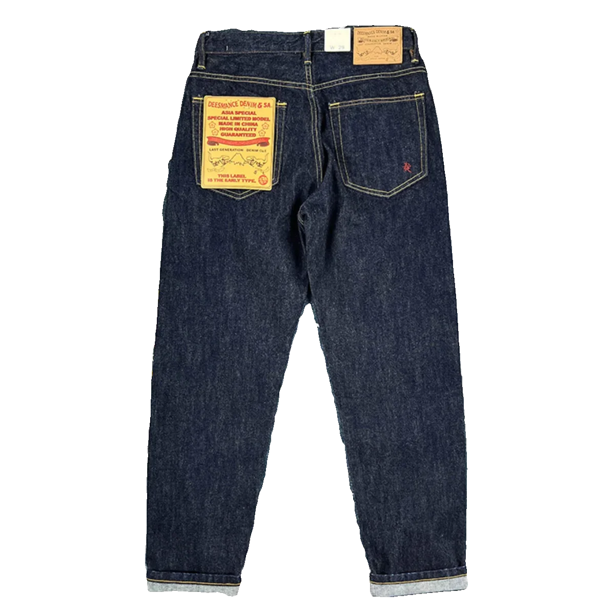 14oz Red Selvedge Denim Jeans for Men Heavyweight Raw Desilted Indigo Cotton Pants Youth Male Fashion Loose Straight Trousers