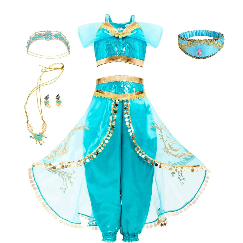 Aladding and the Magic Lamp Jasmine Fairy Costume Princess Dress up for Little Girl Fancy 2026 Halloween Carnival Cosplay Outfit