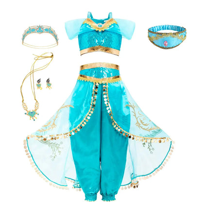 Aladding and the Magic Lamp Jasmine Fairy Costume Princess Dress up for Little Girl Fancy 2026 Halloween Carnival Cosplay Outfit