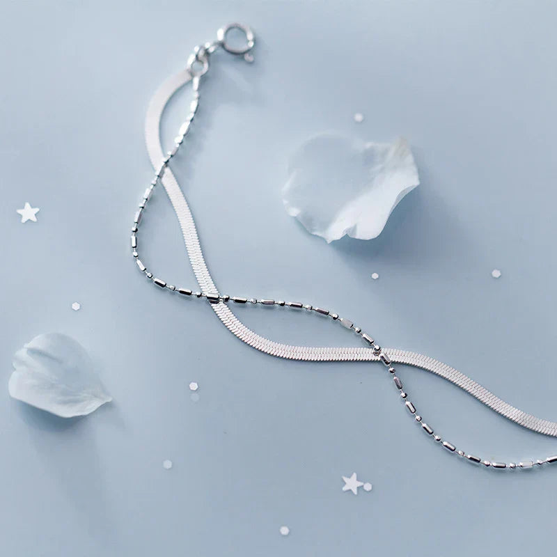 Minimalism Banboo Chain Bracelet for Women Genuine 925 Sterling Silver Link Chain Bracelet Fashion Plant Fine Jewelry