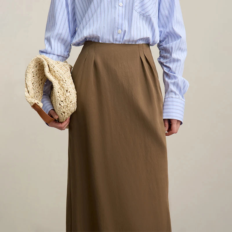 Casual Skirts For Women 2026 Spring New Elegant A-shaped Skirt Women Split Pocket Versatile Medium And Long Skirt 12621024