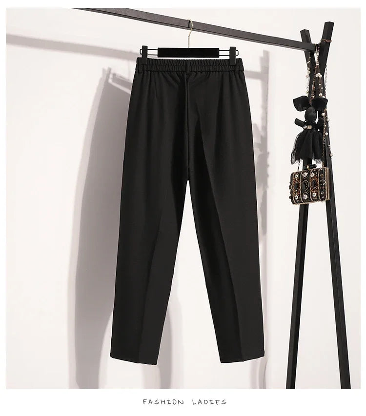 Plus Size Pants Woman 2026 Spring Autumn New Arrival High Waist Suit Pants High Quality Korean Style Straight Trousers