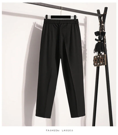 Plus Size Pants Woman 2026 Spring Autumn New Arrival High Waist Suit Pants High Quality Korean Style Straight Trousers