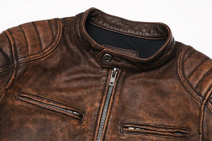 2025 Vintage Camel Yellow Genuine Leather Jacket Real Natural Cowhide Men Motorcycle Biker Coat Mens Slim Calf Skin Coat