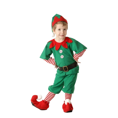 2026 Girl Boy Christmas Elf Costumes Santa Claus Kid Suit Festival Halloween Cosplay Sets Green Elves Clothes
