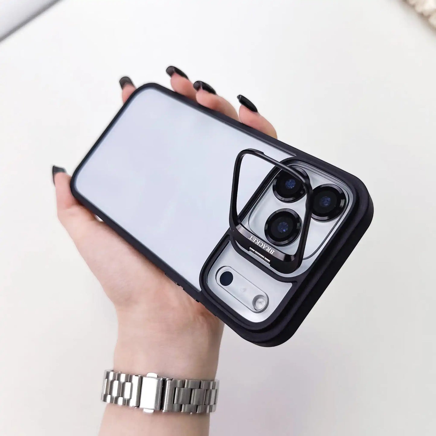 Premium Lens Holder Phone Case For iPhone 11 12 13 14 15 16 17 Pro Max Plus Shockproof Armor Transparent Cover Lens Protector