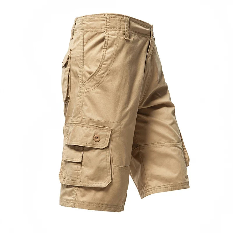 Male Cargo Pants Knee Shorts Classic Summer Shorts Multiple Pockets Large Size Cotton Half Pants Khaki Army Green Shorts