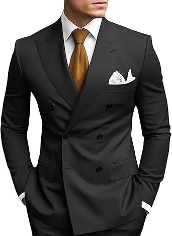 Man 2 Piece Outfit Set Double-breasted, Double-slit Suit for  Wedding Dresses Stage Costume Graduation Casual Suit