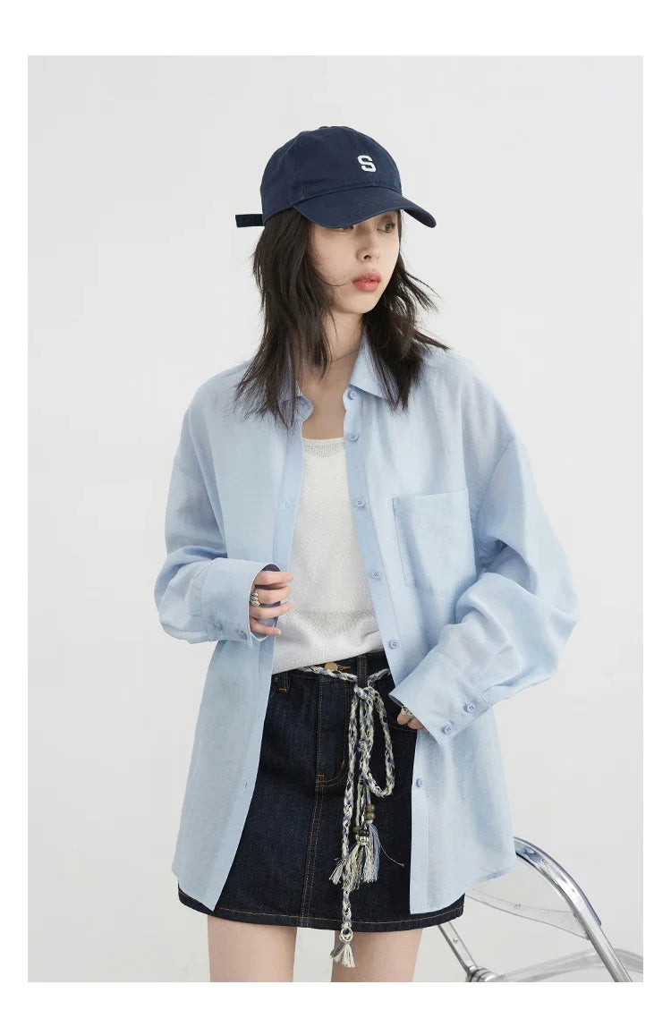 Women Long Sleeve Shirts Solid Loose Casual New Style Design Back Hollow Out Shirt Female Blouse Spring Summer 2026