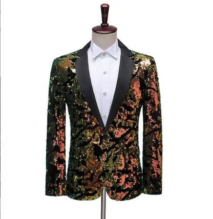 2026 New Men's Red Suit Jacket, Wedding Party Slim Dress Coat, Sequin Decoration Luxurious Blazers Blue Green Terno Masculino
