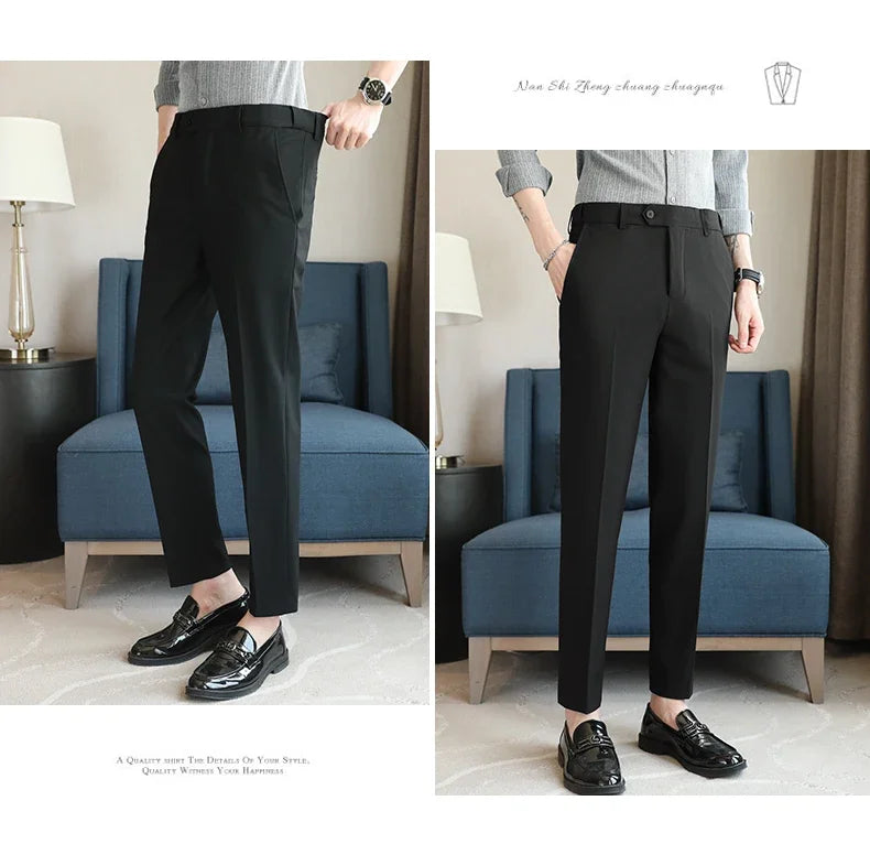 Plus size 44 42 40 Men Business Social Suit Pant 2024 Spring Formal Slim Wedding Trouser Mens Brand Fashion Casual Dress Pants
