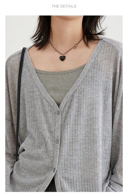 Women's Cardigan New V-neck Long Sleeved Female Shirt Female Jumpers Sun Protection Woman Top Spring Summer 2026