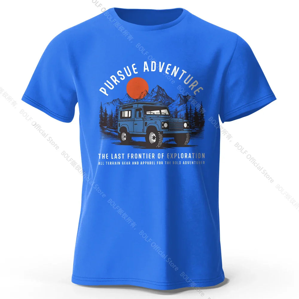 Wilderness Explorer Vintage Medal Printed Unisex Men Women T-Shirt Tees Tops 100% Cotton Topographic Graphic Bushcraft Wear