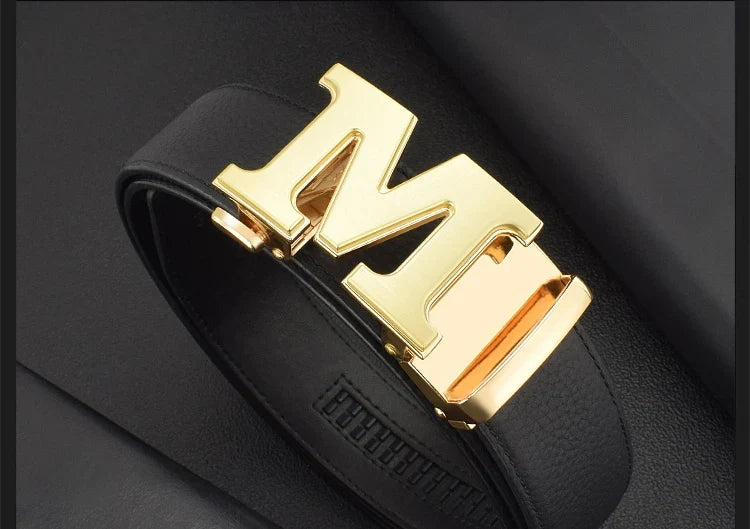 High Quality Designers Letter M White Leather Belt Men Luxury Famous Young Men Cowhide  Brand Jeans Relaxed Jeans Mode Man Belt