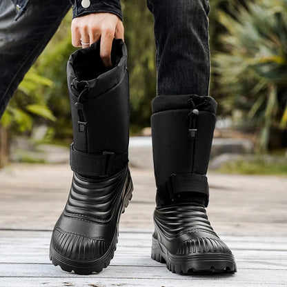 Men's New Snow Boots for Autumn and Winter, Fleece-Lined and Thickened, Cold-Proof, Outdoor Warm, Waterproof, Anti-Skiing, Hiking Boots