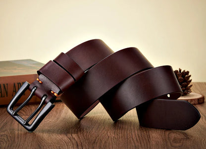 4.3cm Widen Thick Real Cowskin Genuine Leather Belt For Men High Quality Casual Male Belt Double Pin Buckle Cowboy Jeans Strap