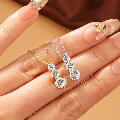4mm&5mm&6mm Round Cut Moissanite Pendant Necklace For Women 14K Gold Filled Lab Diamond Necklaces Jewelry