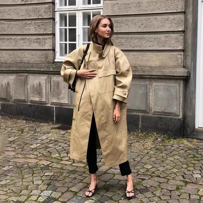 long blazer jacket women khaki Single Breasted Long Sleeve lapel collar warm Spring Autumn Lady Blazer