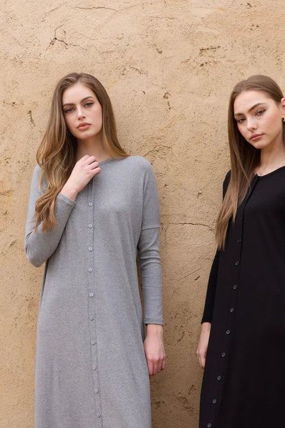 AS SS26 summer loose style button dress comfortable ribbing fabric dress o-neck lady clothes