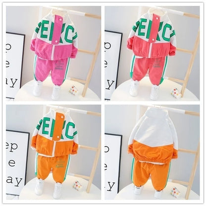 Fashion Spring Autumn Baby Girl Clothes Children Boys Casual Letter Jacket Pants 2Pcs/Set Toddler Cotton Costume Kids Tracksuits