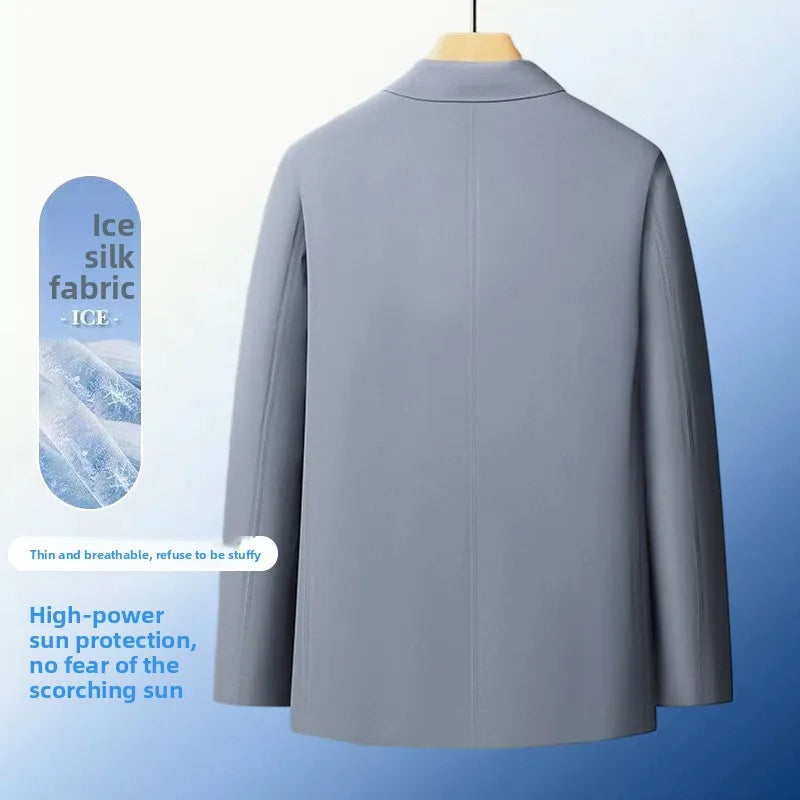 Sunscreen Jacket Blazer - Men's Fashionable Lightweight Business Casual Versatile Casual Cool and Light Thin Elastic Blazer