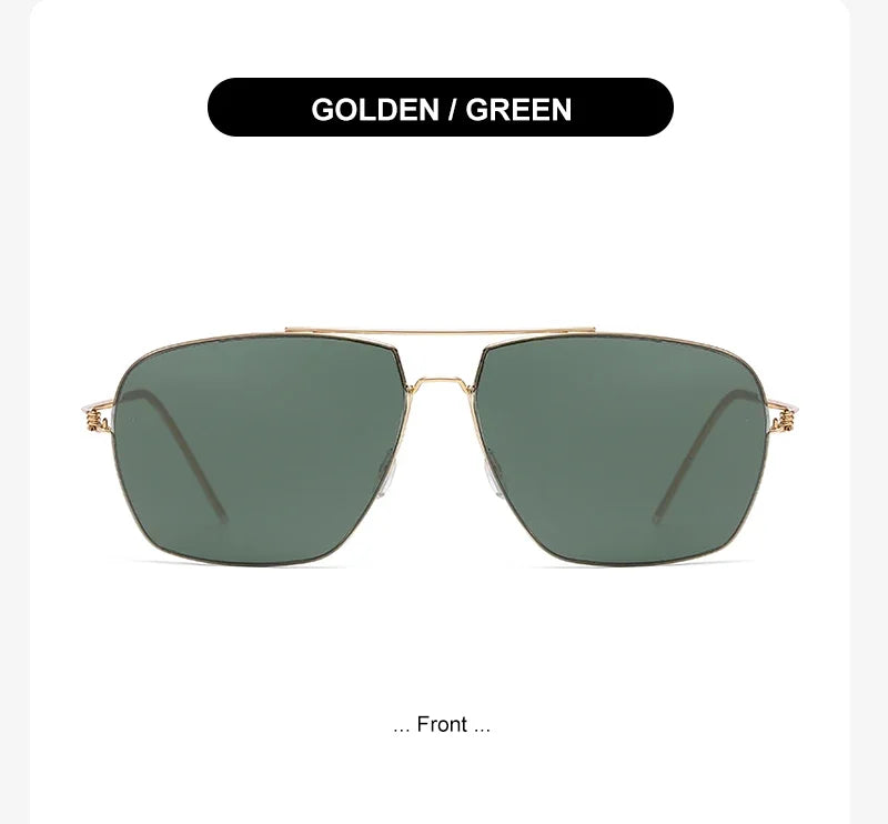 Classic Aviator Sunglasses Men Gold Metal Frame Green Lens Retro Pilot Shades UV400 Outdoor Driving Sun Glasses