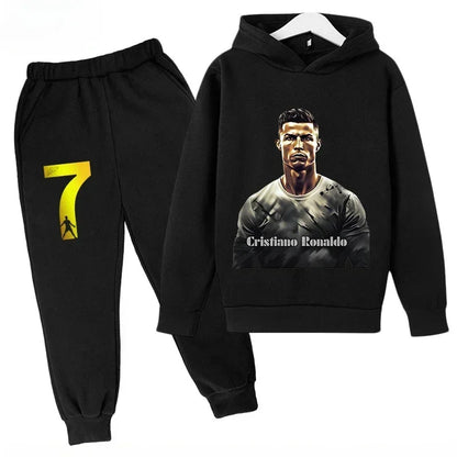 Quick-Dry CR7 Kids Tracksuit 7-13Y Ronaldo 7# Print Sports Outfit Breathable Fabric Active Wear Kids Boutique Clothes