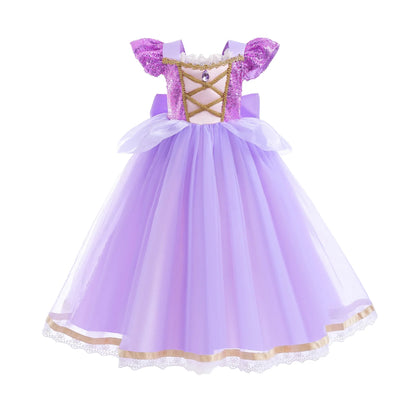 Summer Rapunzal Girl Princess Dress Cosplay Tangled Halloween Birthday Party Vestido Kids Birthday Costume