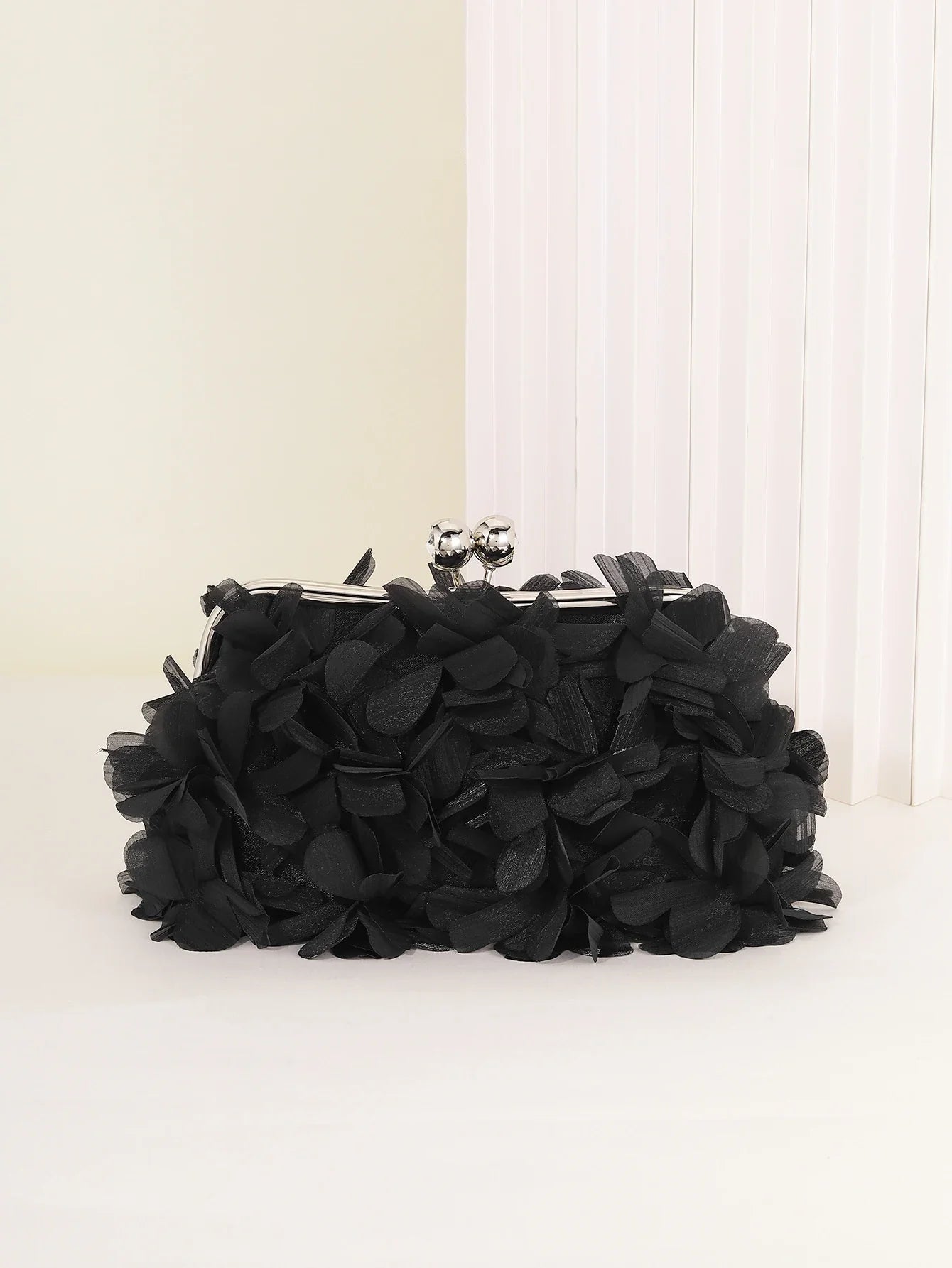 3D Floral Decor Clutch Bag, Elegant Silk Appliques Dinner Purse For Wedding Party Prom Banquet - Perfect for Wedding， Party
