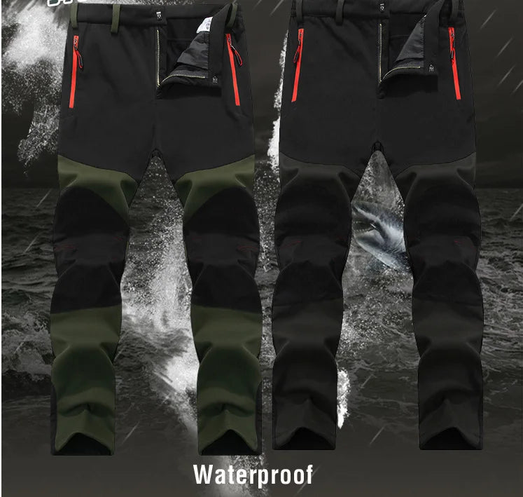 Men Trekking Pants Hiking Snow Autumn Winter Outdoor Soft Shell Thick Cloth Windproof Colorful Warm Camping Trousers