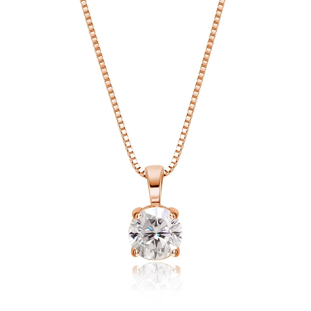 1ct Moissanite Pandent Necklace s925 Sterling Silver Plated 18k Box Chain Dainty Necklaces for Women Fine Jewelry Gift