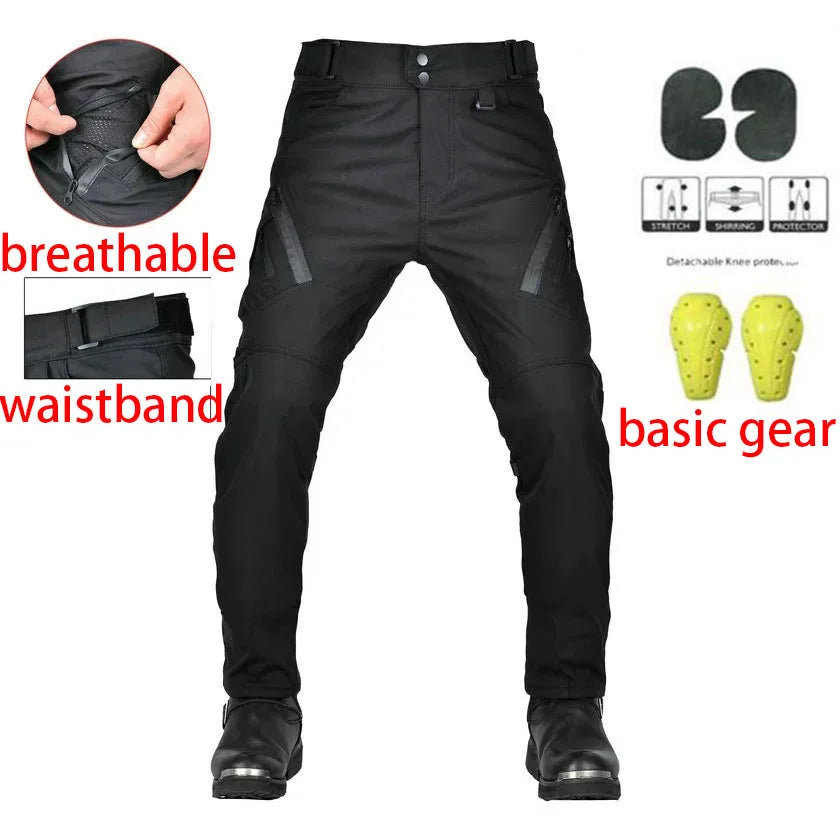 Waterproof Motorcycle Riding Pants All-Season Reflective Strip Adjustable Waistband Knee & Hip Pad for Outdoor Riding pants