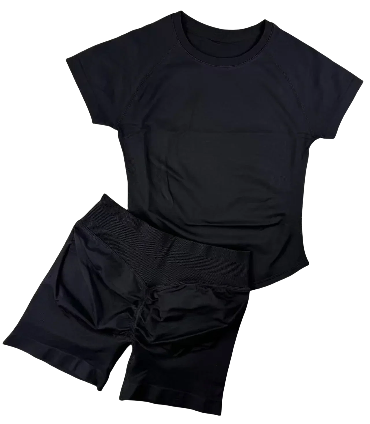 2 Pcs  Impact Sports Sets Short Sleeve Seamless Yoga Top Fitness Set Women Workout Running Sports Shorts Gym Suit