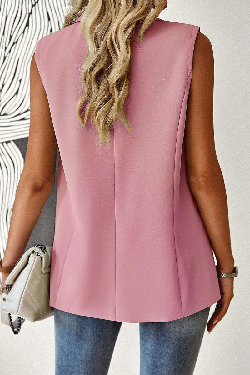 Blazer Women Clothing Coat Vest Solid Single-breasted Casual Elegant Fashion Sleeveless Solid Street Jacket Clothing New