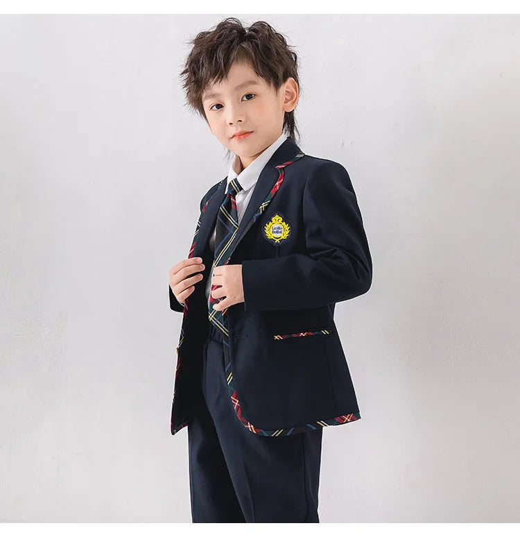 Children School Uniform Girls Jacket Plaid Skirt Suits Boys Formal Dress Toddler Student Clothes Sets Kids British Class Outfits