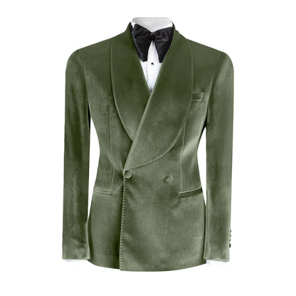 Vintage Velvet Wedding Tuxedos Jacket Double Breasted Men Blazers Suit Peaked Lapel Groom Wear Party Sport Coats Customized