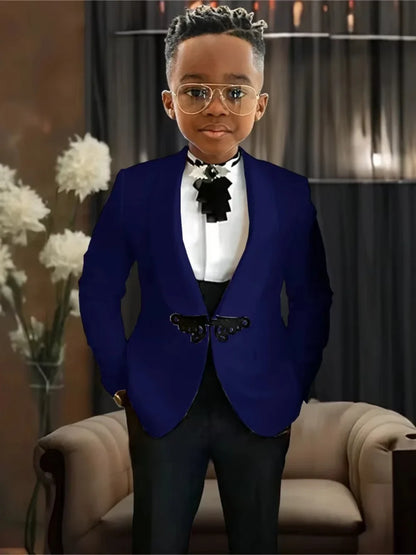Chic Boys Slim Fit Suits 3 Pieces Piano Performance Wear Premium Handsome Kids Suit Set Wedding Party Wear 2-20 Tuxedo