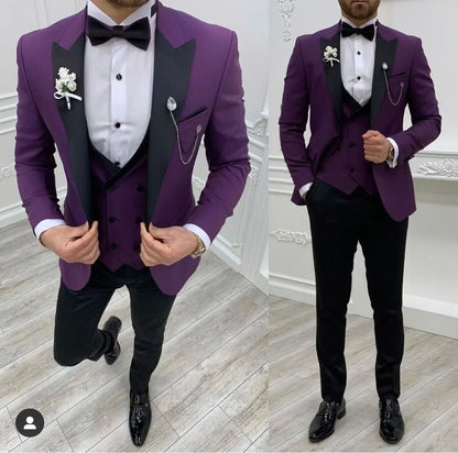 New Grey Costume Slim Fit Men Suits Black Pant Slim Fit Groom Tuxedos For Formal Wedding Suit Jacket Pant Vest 3 Pieces Blazer