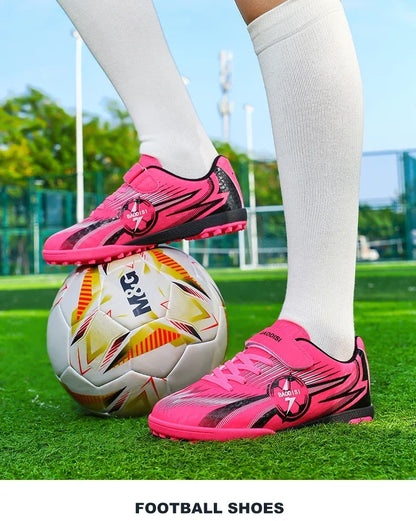 Kids Football Shoes Turf Soccer Cleats Non Slip Lightweight Training Sneakers Indoor Outdoor Futsal Boots Breathable Boys Girls