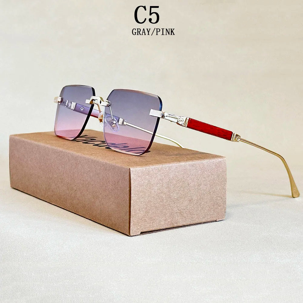 Vintage Square Sunglasses For Men Rimless Sunglasses Women Trendy Retro Fashion Glasses Gafas De Sol Hombre Lunette Soleil Femme