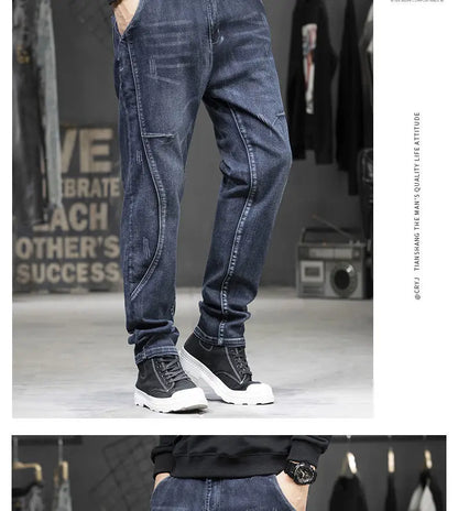 Summer Designer Clothes High Quality Punk Harajuku Fashion Casual Plus Size Slim Fit Denim Jeans for  2024 Cowboy Pants for Men