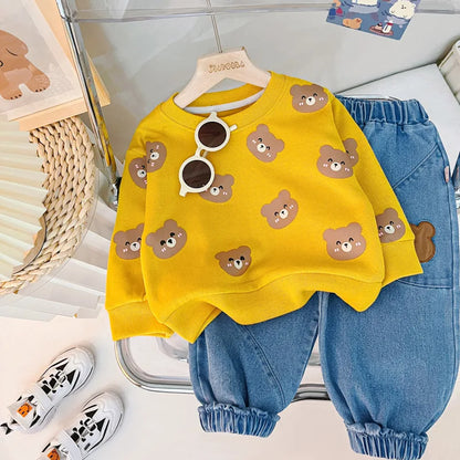 New Spring Autumn Baby Girl Clothes Children Boys Casual Cartoon T-Shirt Pants 2Pcs/Sets Toddler Sports Costume Kids Tracksuits