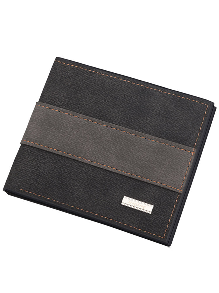 Men Wallet Patchwork PU Leather Small Card Holder Short Wallets Man Purse Card Case Casual Standard Wallet