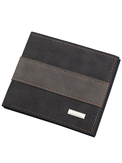 Men Wallet Patchwork PU Leather Small Card Holder Short Wallets Man Purse Card Case Casual Standard Wallet