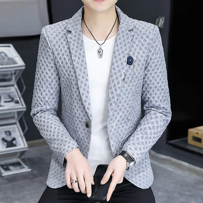 2024 Autumn New Fashion Handsome Men Business Leisure Banquet Shopping Slim-fit Korean Suit  Costume Croisé Homme  Blazer