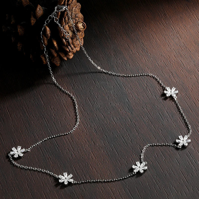 Pear Cut Flower Moissanite Necklaces for Women GRA Certified Lab Moissanite s925 Sterling Silver Chain Dainty Necklace