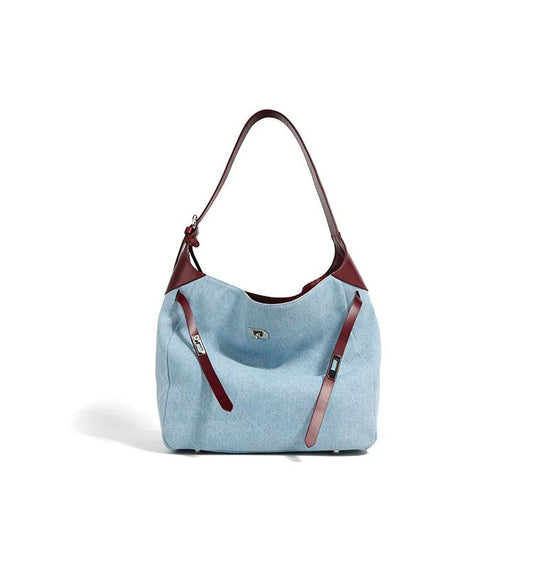 Women Fashion Denim Shoulder Bag Large Capacity Handbag Tote Hobo for Lady