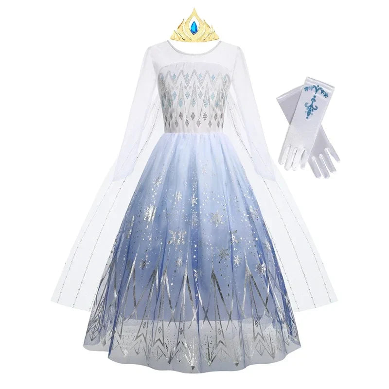 Elsa Dress for Girls 2-10 Yrs Birthday Role Anna Elsa Princess Dress for Kids Halloween Carnival Party Girls Costume